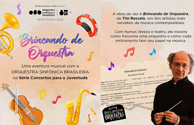 OSB apresenta “Brincando de Orquestra”, de Tim Rescala